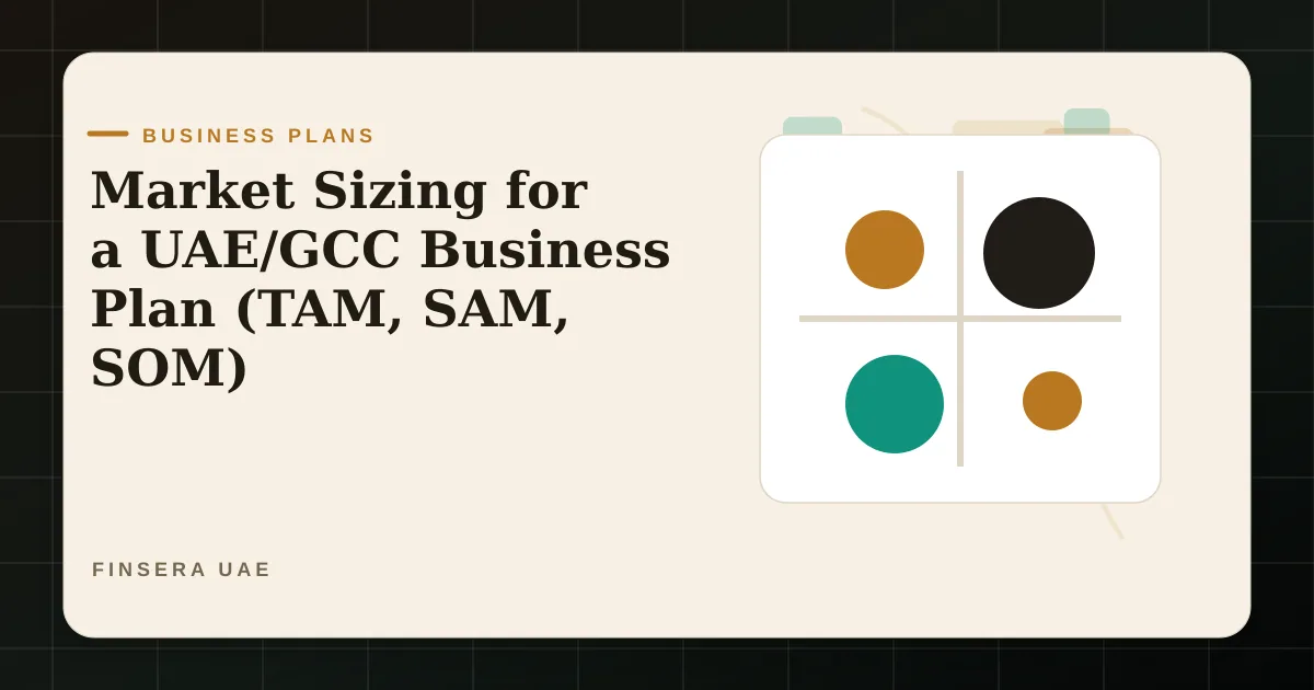 UAE business planning feature image for Market Sizing for a UAE/GCC Business Plan (TAM, SAM, SOM) by Finsera UAE