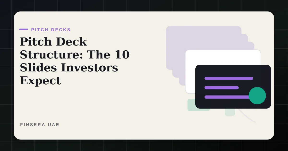 UAE pitch deck feature image for Pitch Deck Structure: The 10 Slides Investors Expect by Finsera UAE