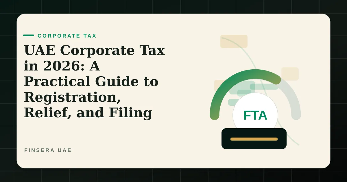 UAE corporate tax feature image for UAE Corporate Tax in 2026: A Practical Guide to Registration, Relief, and Filing by Finsera UAE
