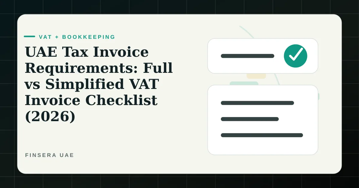 UAE full and simplified VAT tax invoice checklist with required fields and issue deadlines