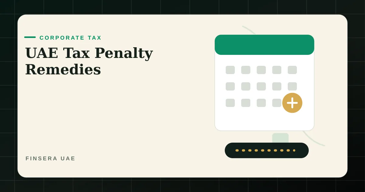Calendar illustration for a UAE guide to tax penalty waiver, instalment, and reconsideration