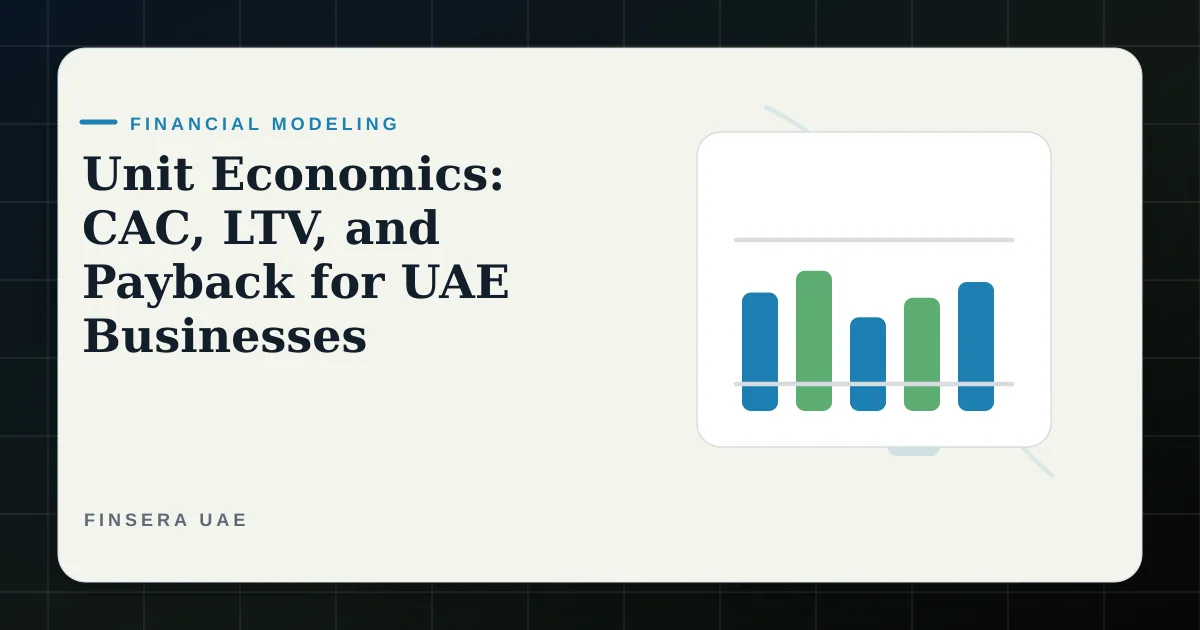 UAE financial modeling feature image for Unit Economics: CAC, LTV, and Payback for UAE Businesses by Finsera UAE